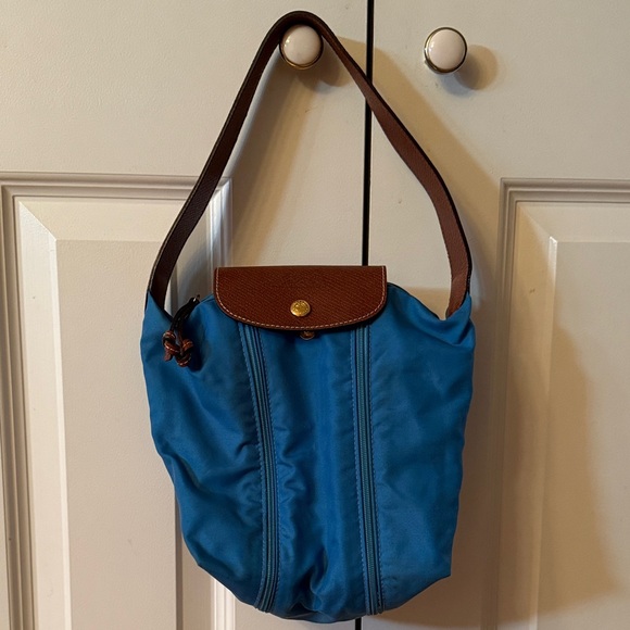 Longchamp Blue and Brown Shoulder Bag - Picture 1 of 6
